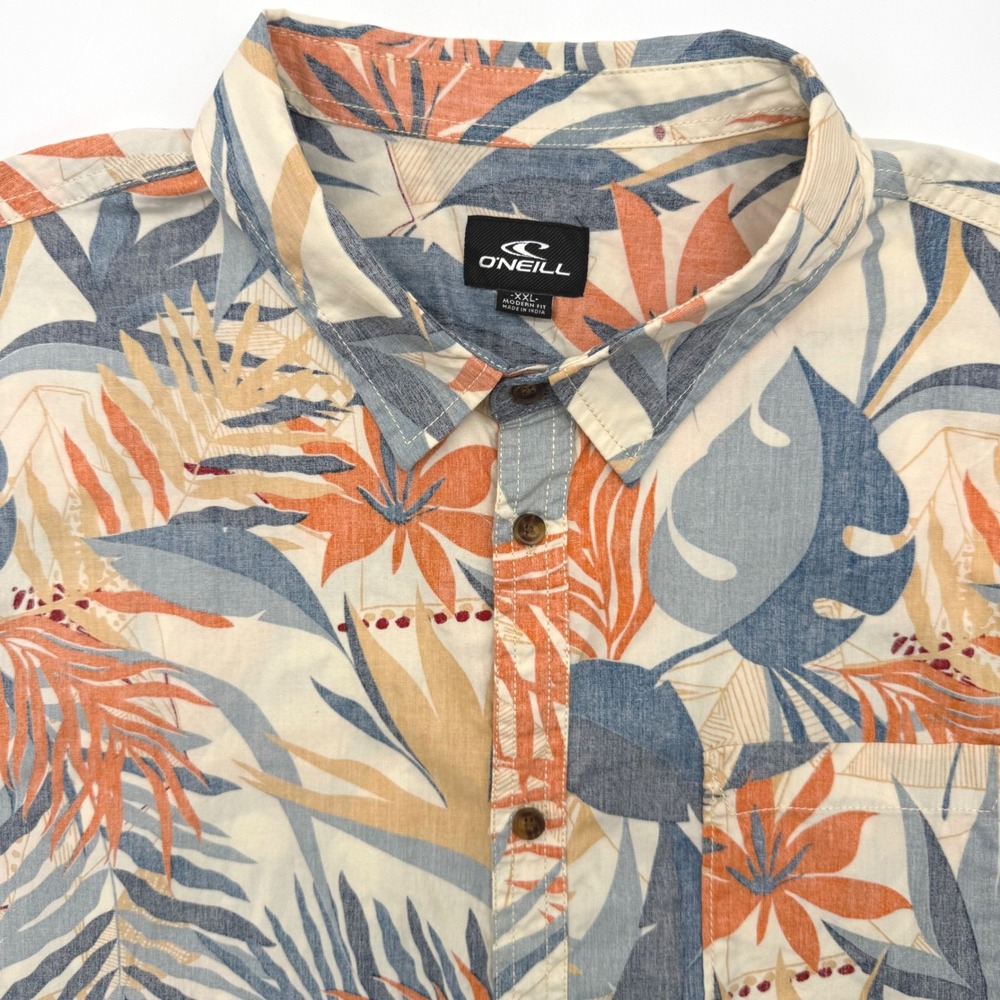 O'Neill Shirt Mens XXL Burnt Orange Tropical Floral SU9104101 Modern Fit Cotton